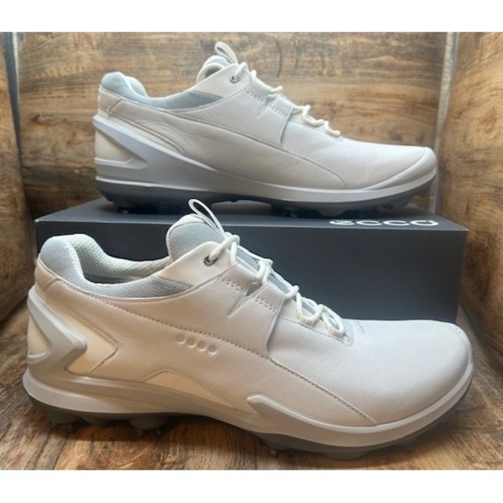 ECCO Men's Golf Biom Tour Golf Shoes Waterproof Spikes White Leather NIB 14-14.5